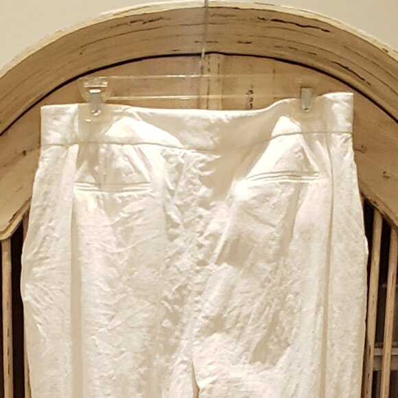 Calvin Klein White Lined Linen Blend Crop Pant - Picture 8 of 13
